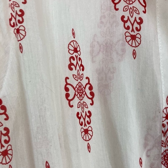 Sans Souci silk cotton blend boho open red and white top. Size large - Picture 3 of 5